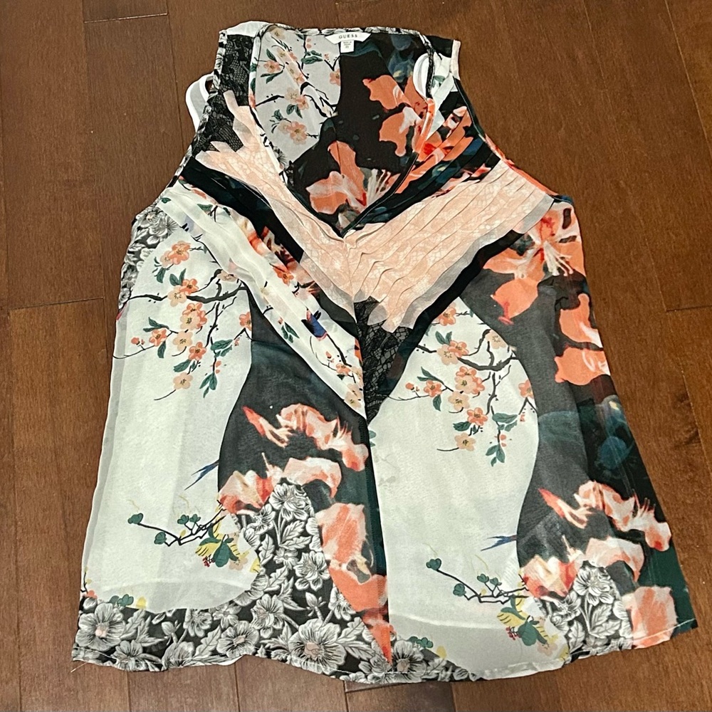 Guess Floral Sleeveless Flowy Top